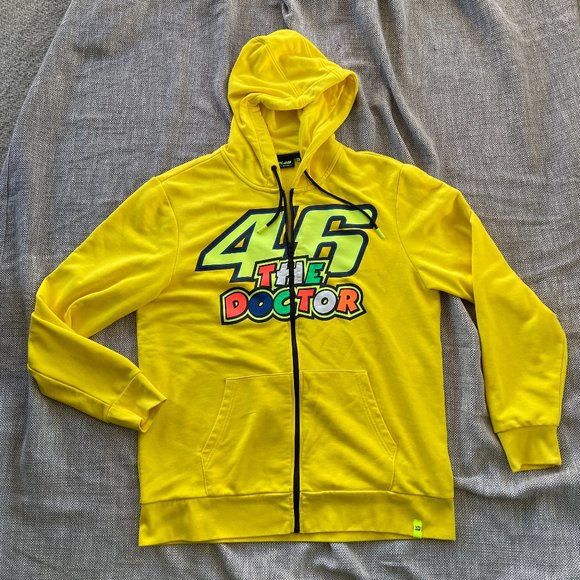 Valentino Rossi VR46 The Doctor Moto GP US XL Yellow Zip Hoodie Men’s sz XXL - Picture 1 of 12